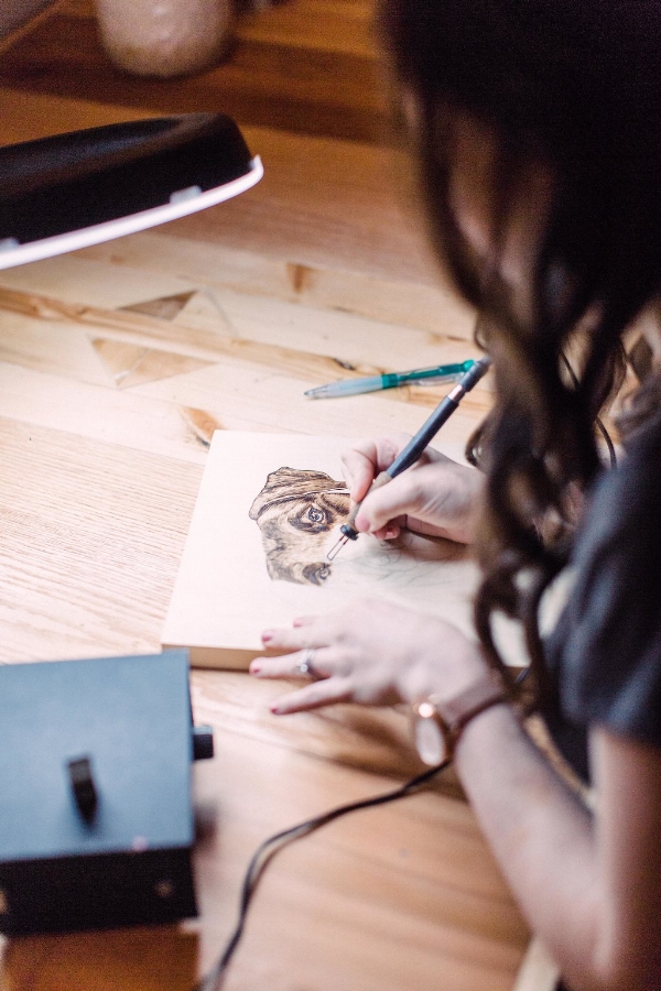 Wood Burning Workspace- Amanda Stores Art
